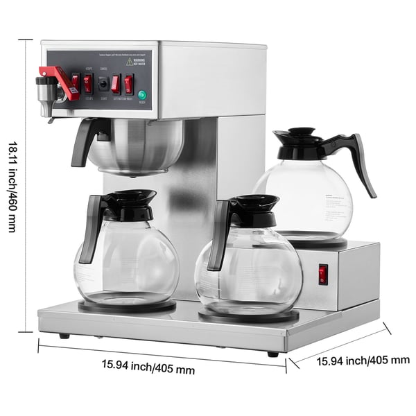 Droppkaffebryggare, 12 koppar, 40,5x40,5x46 cm, rostfritt stål