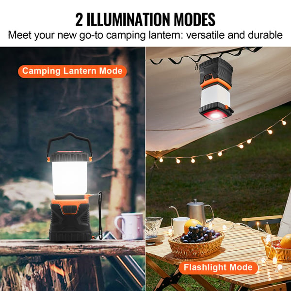 Campinglanterne, LED, 10x9.5x18.8 cm, batteridrevet