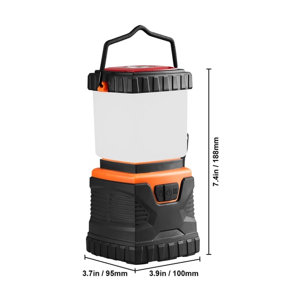 Campinglanterne, LED, 10x9.5x18.8 cm, batteridrevet