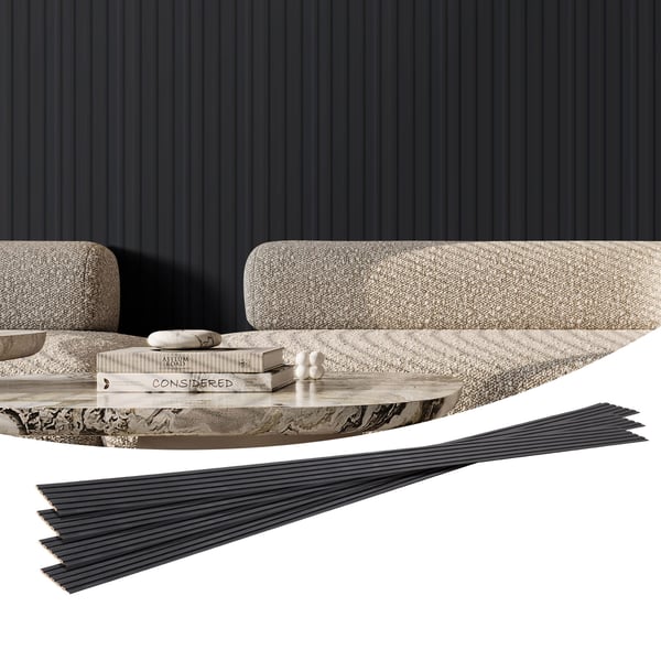 Akustiset seinäpaneelit, 8 kappaletta, 245x16,6x0,9 cm, musta, WPC-materiaali