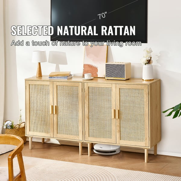 Skab, Rattan Opbevaringsskab Sæt af 2, 80x37,5x88 cm, Natur, Opbevaring