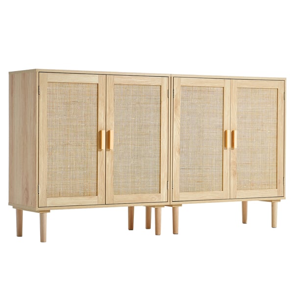 Skab, Rattan Opbevaringsskab Sæt af 2, 80x37,5x88 cm, Natur, Opbevaring