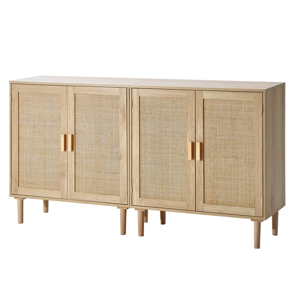 Skab, Rattan Opbevaringsskab Sæt af 2, 80x37,5x88 cm, Natur, Opbevaring