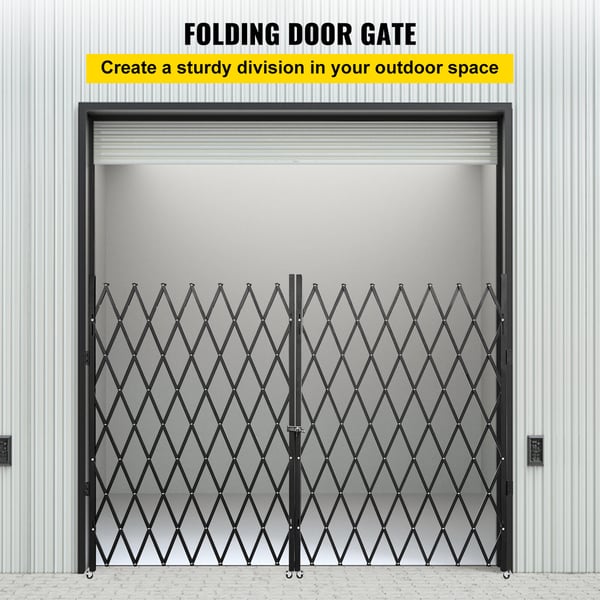 Säkerhetsgrind, Dubbel vikdörr, 310x154 cm, Svart, Stål