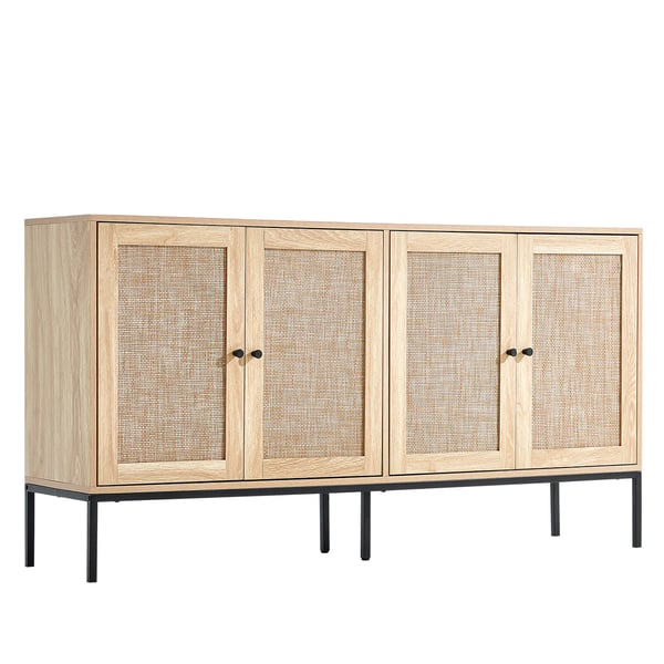 Opbevaringsskab, 150x36x80 cm, Natur, Rattan, Opbevaring