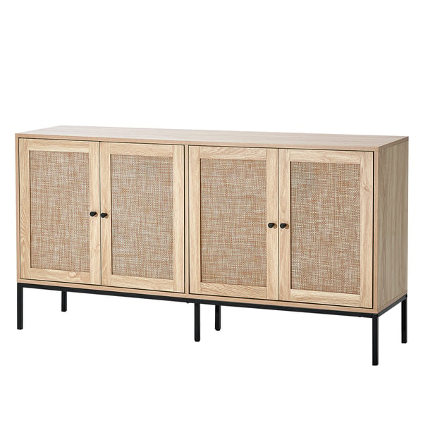 Opbevaringsskab, 150x36x80 cm, Natur, Rattan, Opbevaring