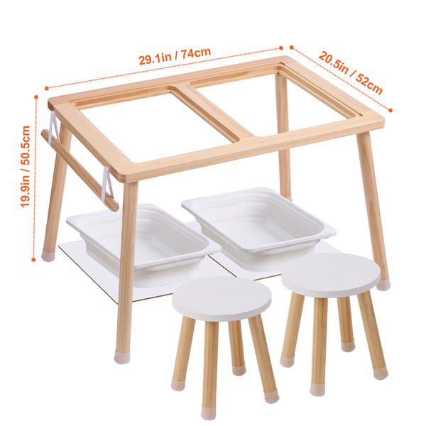 Sensoriskt bord och stolsset, 81,5x60x50,5 cm, naturträ, trä