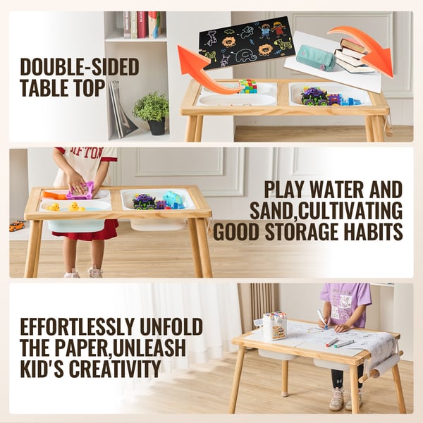 Sensoriskt bord, 81,5x60x50,5 cm, Naturträ, Förvaring