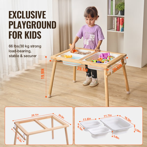 Sensoriskt bord, 81,5x60x50,5 cm, Naturträ, Förvaring