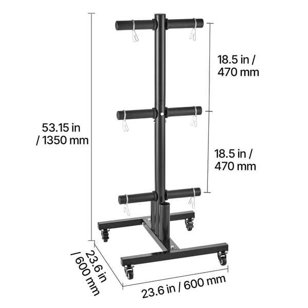 Vægtskiveholder, 60x60x135 cm, Sort, Metalopbevaring