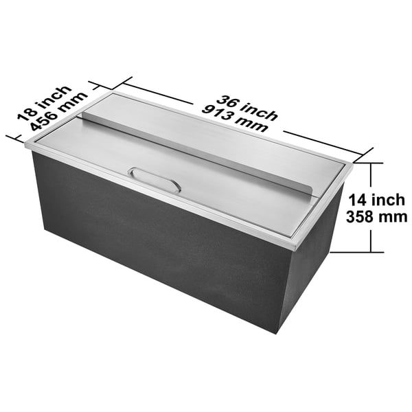 Køleboks, 91.4x45.7x35.6 cm, rustfrit stål, udendørs opbevaring