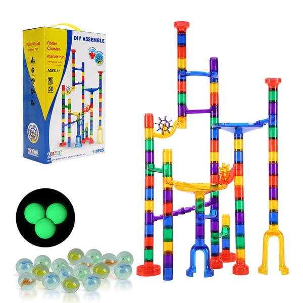 Marble Run Sæt, 110-delt Byggeklods Labyrint, 44x35 cm, Pædagogisk Legetøj