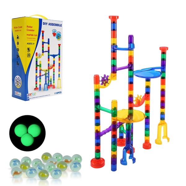 Marble Run Sæt, 110-delt Byggeklods Labyrint, 44x35 cm, Pædagogisk Legetøj
