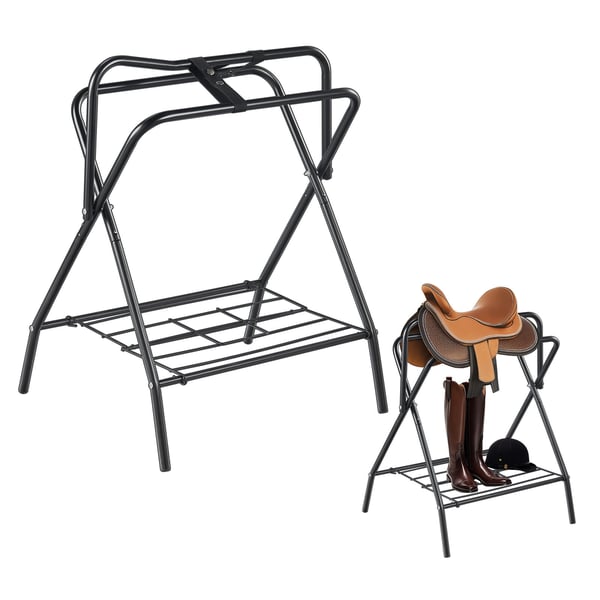 Satulateline, 71.1x48.3x95.3 cm, musta, teräs, taitettava säilytys