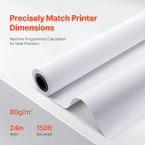 Plotterpapirruller, 24x4570 cm, Hvid, Bondpapir
