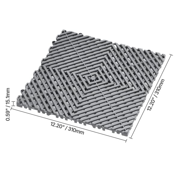 Afløbsgulvmåtte, 31x31x1,5 cm, grå, PP-materiale