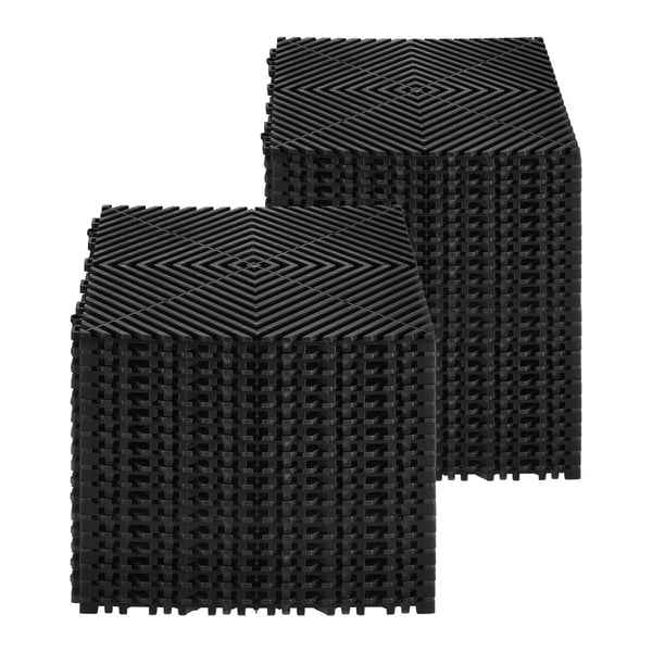 Afløbsgulvmåtte, 31x31x1,5 cm, Sort, PP-materiale
