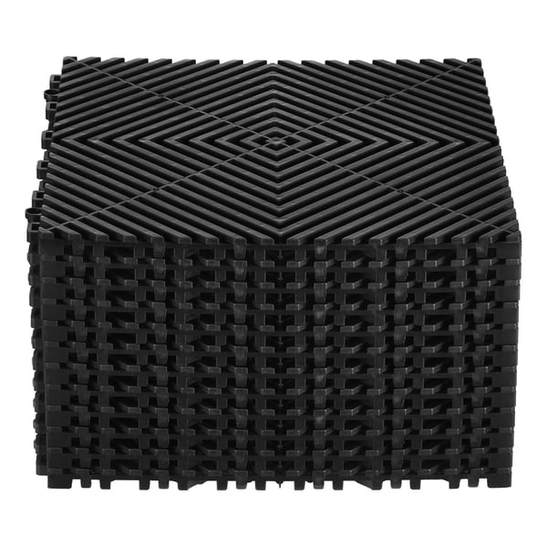 Afløbsmåtte, Sammenlåsende gulvflise, 31x31x1,5 cm, Sort, PP-materiale