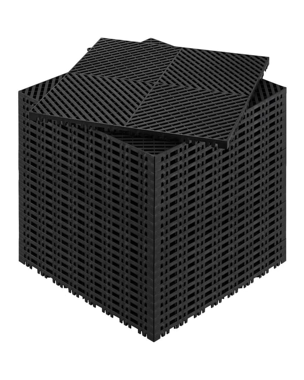 Afløbsgulvmåtte, 41.5x41.5x1.8 cm, Sort, PP-materiale
