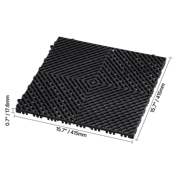 Afløbsgulvmåtte, 41.5x41.5x1.8 cm, Sort, PP-materiale
