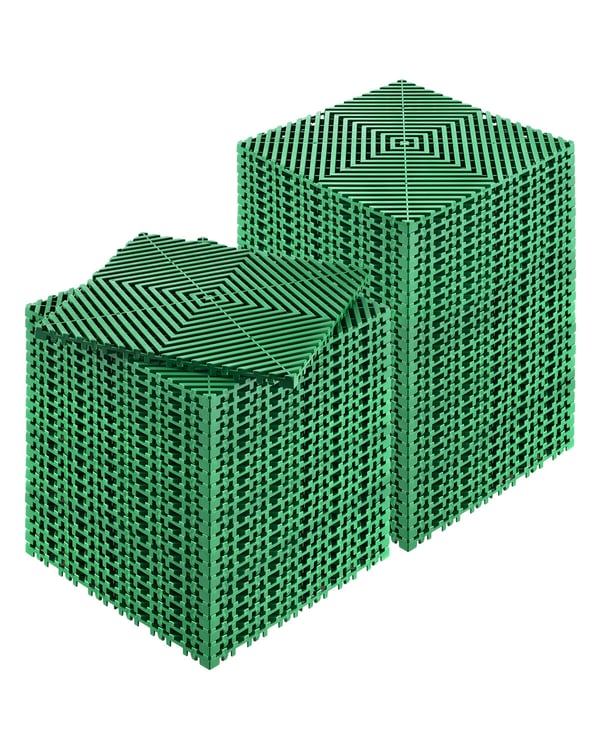 Viemäröintilattiamatto, toisiinsa liitettävä modulaarinen pehmuste, 31x31x1,5 cm, vihreä, PP-materiaali