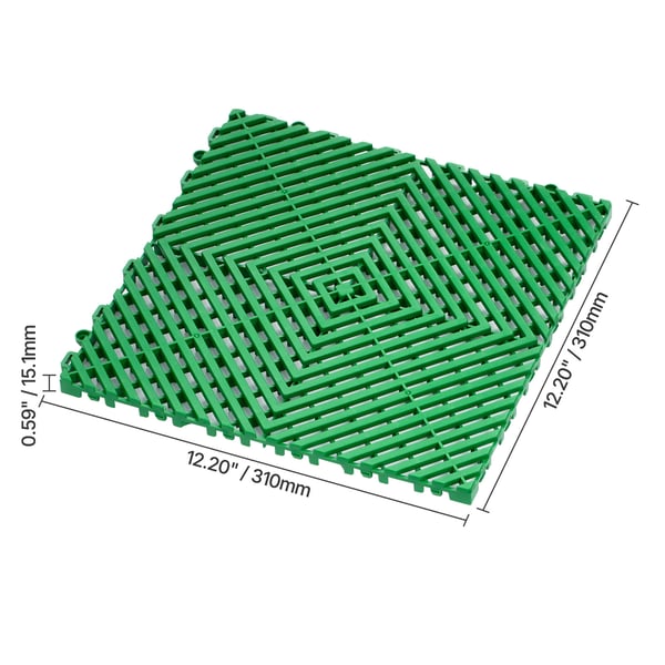 Afløbsgulvmåtte, Sammenkoblingsbar Modulær Polstring, 31x31x1,5 cm, Grøn, PP Materiale