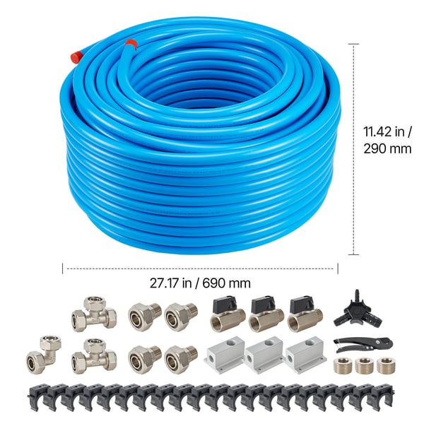 Luftkompressor slangesæt, 91.4 m x 1.9 cm, blå, HDPE-aluminium