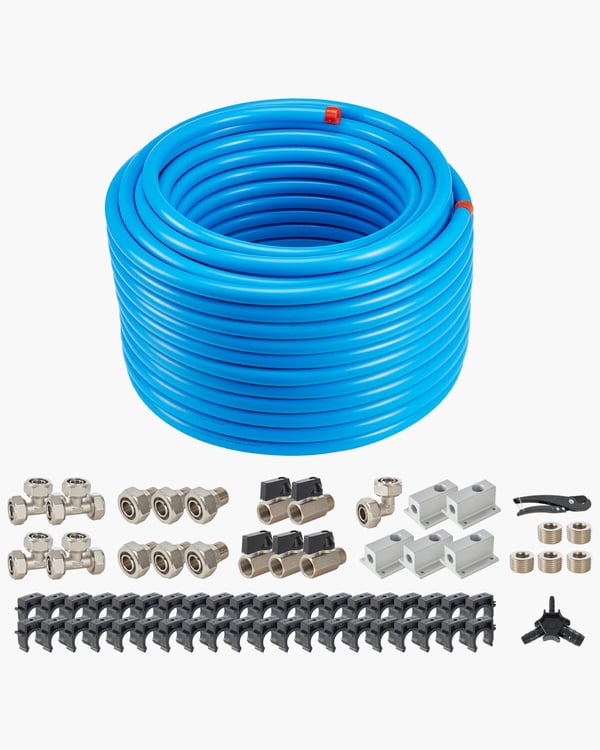 Luftkompressor Slangesæt 60,96x2,54 cm Blå, HDPE-Aluminium