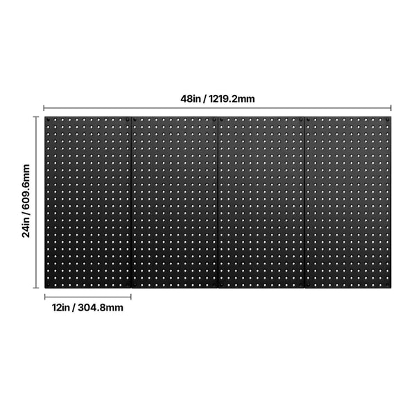 Pegboard paneler, 61x30x1,9 cm, Sort, Stål