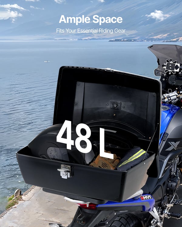 Motorcykel toppbox 56,5x50x38 cm svart, vattentät, förvaring