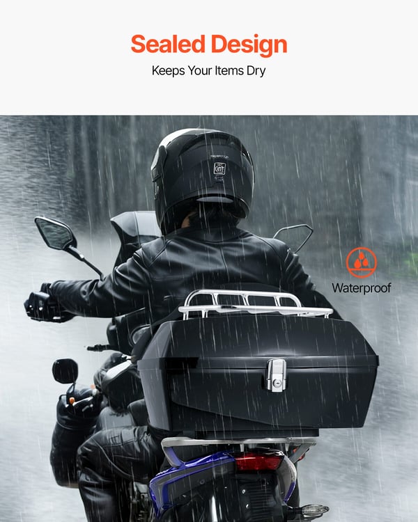 Motorcykel toppbox 56,5x50x38 cm svart, vattentät, förvaring