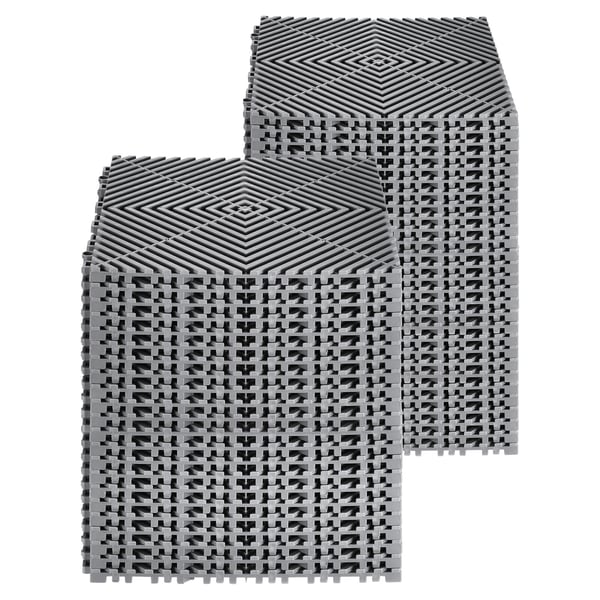 Dräneringsgolvmatta, 31x31x1,5 cm, Grå, PP-material