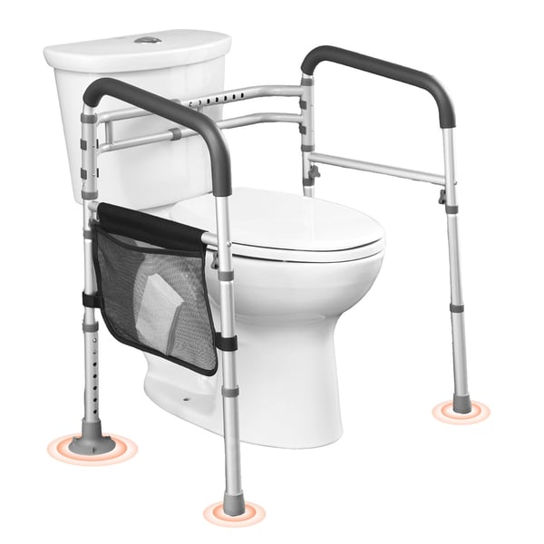 Toilet sikkerhedsarm, justerbar sammenklappelig aluminium, 50,5x52,5x62-77 cm Toilet sikkerhedsarm, justerbar sammenklappelig aluminium, 50,5x52,5x62-77 cm