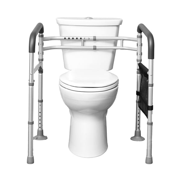 Toilet sikkerhedsarm, justerbar sammenklappelig aluminium, 50,5x52,5x62-77 cm