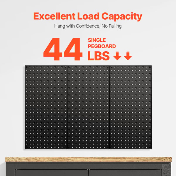 Perforeret opslagstavle, 61x30x1,9 cm, Sort, Stål
