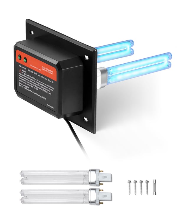 Ilmanpuhdistin, koko talon HVAC UV UVC -valo, 17,5x12,6x21,7 cm, musta