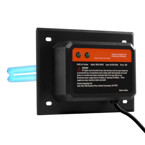 Ilmanpuhdistin, koko talon HVAC UV UVC -valo, 17,5x12,6x21,7 cm, musta