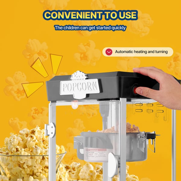 Popcorn-kone, 27,5x24x48,5 cm, musta, elokuvateatterityyli