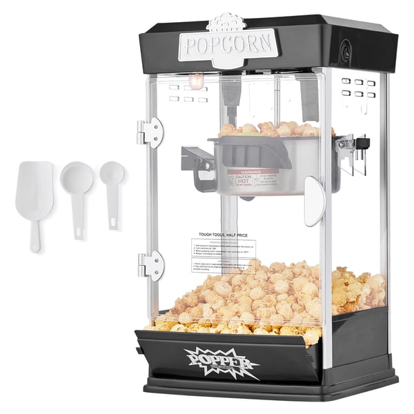 Popcorn-kone, 27,5x24x48,5 cm, musta, elokuvateatterityyli