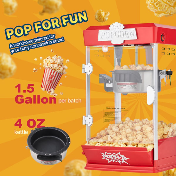 Popcorn-kone, 27.5x24x48.5 cm, punainen, elokuvateatterityyli