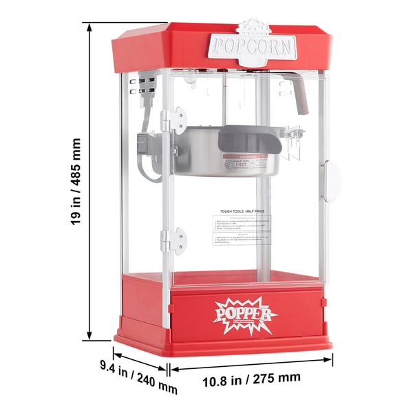 Popcorn-kone, 27.5x24x48.5 cm, punainen, elokuvateatterityyli