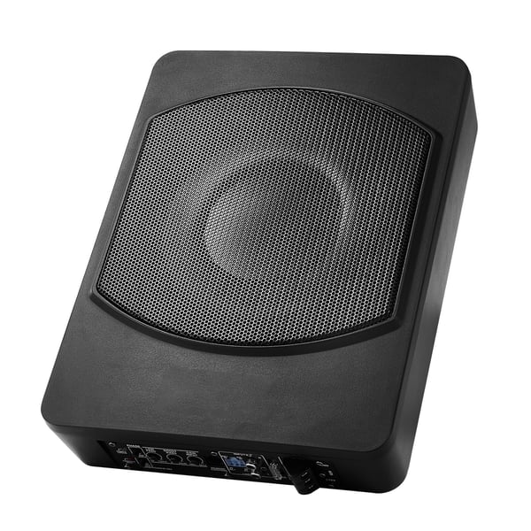 Bilsubwoofer, 10 tommer 240W slank under-sæde aktiv subwoofer, 35x25,5x7,5 cm, sort, lyd
