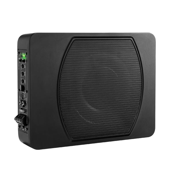 Bilsubwoofer, 10 tommer 240W slank under-sæde aktiv subwoofer, 35x25,5x7,5 cm, sort, lyd