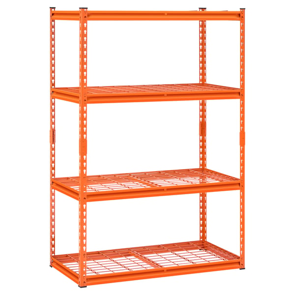Säilytyshyllyt, 4-tasoinen säädettävä metalli, 50.8x101.6x152.4 cm, oranssi