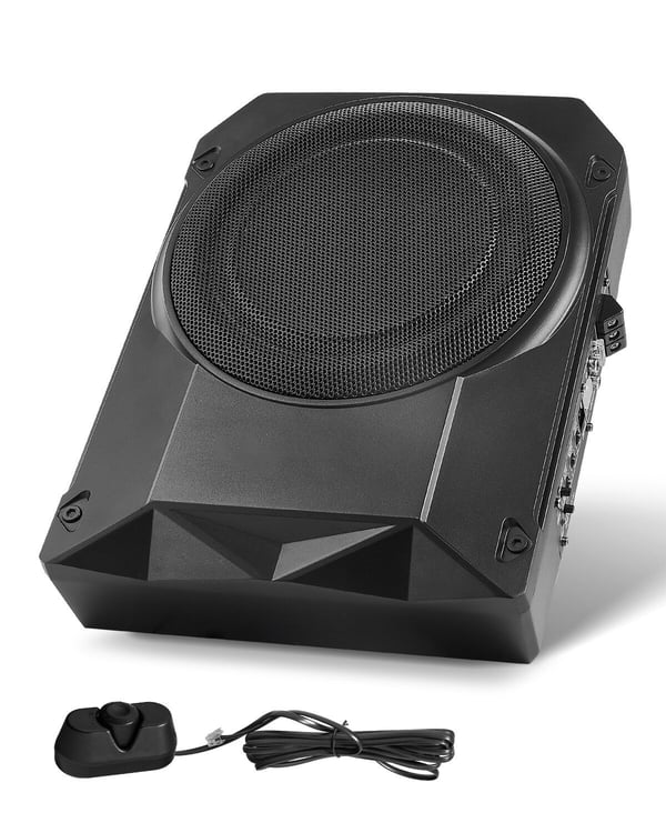 Auton subwoofer, 10 tuuman ohut aktiivinen penkinalussubwoofer 35x25,5x8,5 cm, musta, audio