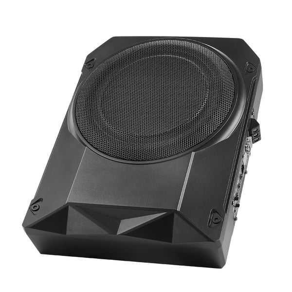 Bilsubwoofer, 10 tommer slank aktiv under sædet subwoofer 35x25.5x8.5 cm, sort, lyd