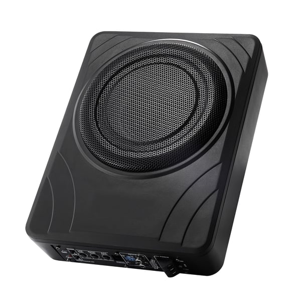 Bilsubwoofer, 8 tommer 300W slank under sædet aktiv subwoofer, 32,2x23,5x8 cm, sort, lyd