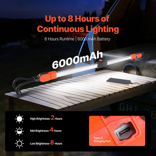 Arbejdslysbjælke, 729x83x138 mm, bærbar ledningsfri LED, genopladelig
