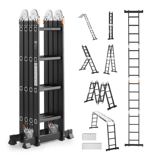 Taitettava tikas, 7-in-1 teleskooppijatkettava tikas, 152,5x60,8x226 cm, alumiini