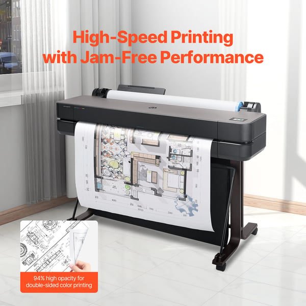 Plotterpapirruller, 61 cm x 152,4 m, Hvid, Bondpapir
